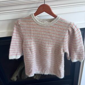 BA&SH Simael Pink Striped Mohair Wool Knit Sweater